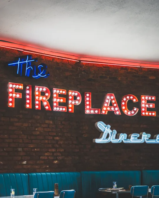 The FirePlace Diner illuminated wall sign
