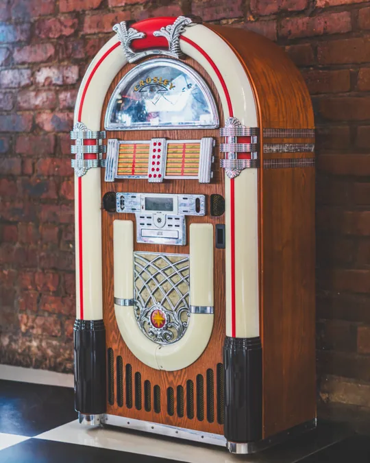 A retro jukebox inside the diner