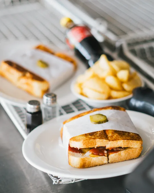 Toasted sandwiches and chips