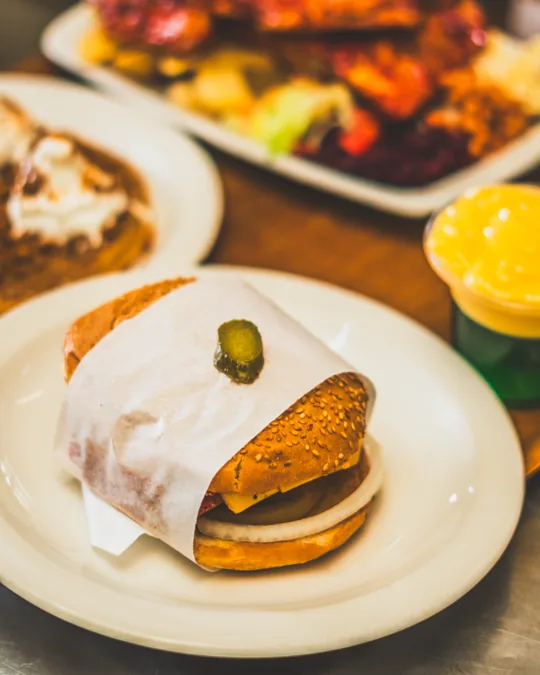 A burger topped with egg
